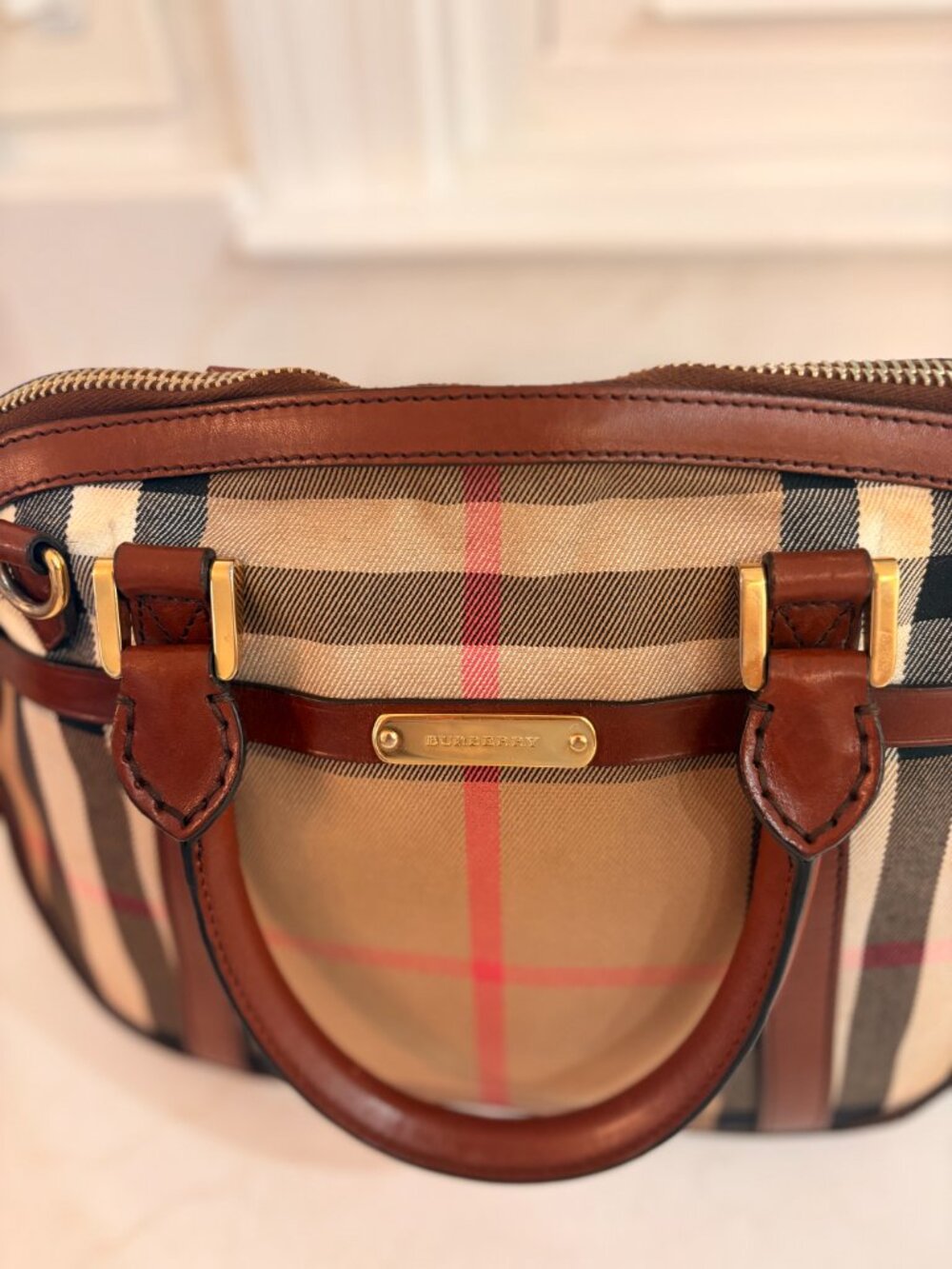 Burberry Orchard Check Bowling Bag - Picture 9 of 11